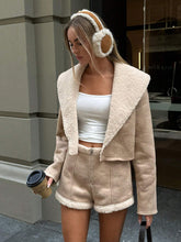 Aloruh Khaki Color Wool Lining Shorts, Casual Autumn/Winter